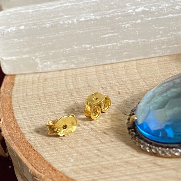 Vintage 925 Baby Blue Pear droplet Earrings 💙✨ - Picture 7 of 8